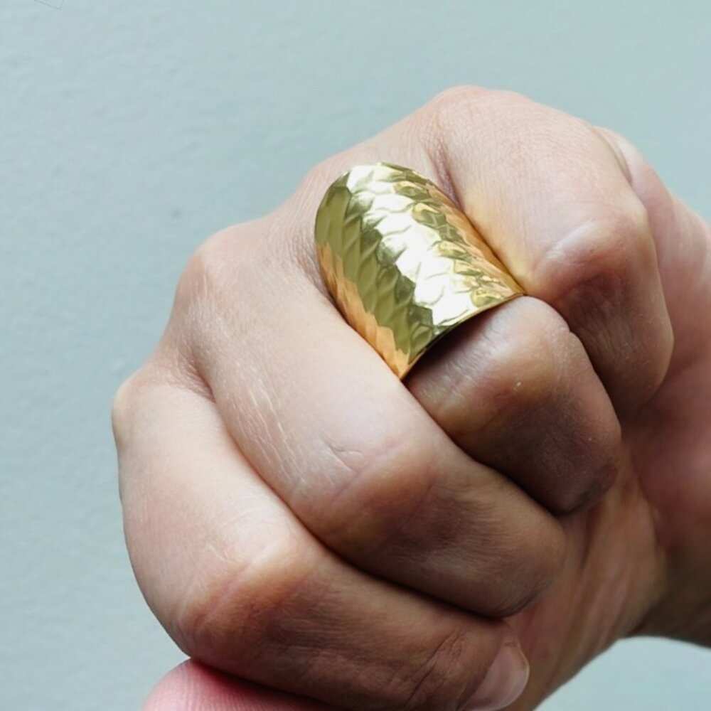 Hammered Gold Statement Ring - Picture 8 of 9
